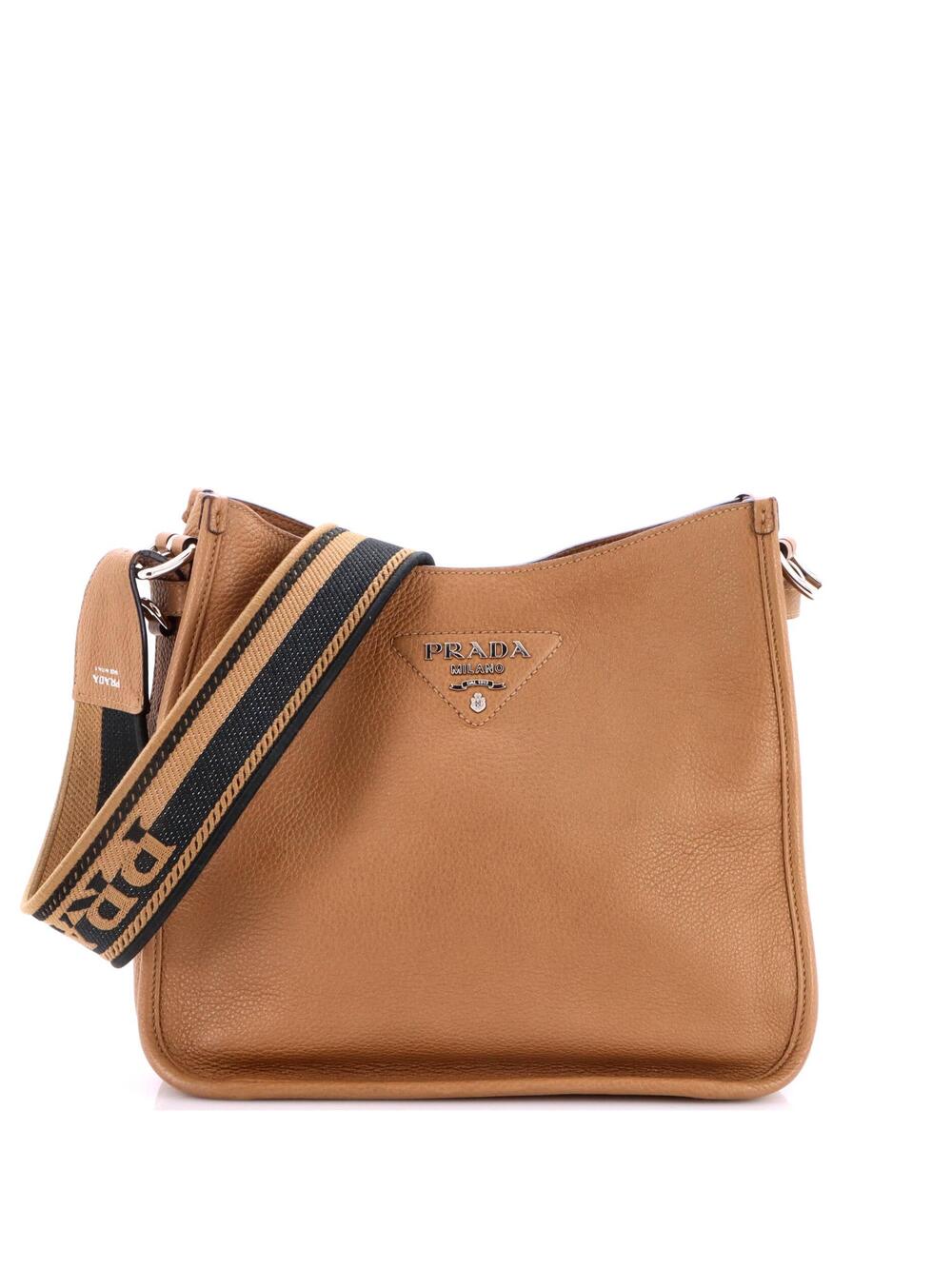 Prada Logo Strap Hobo Leather Medium #323402P19B